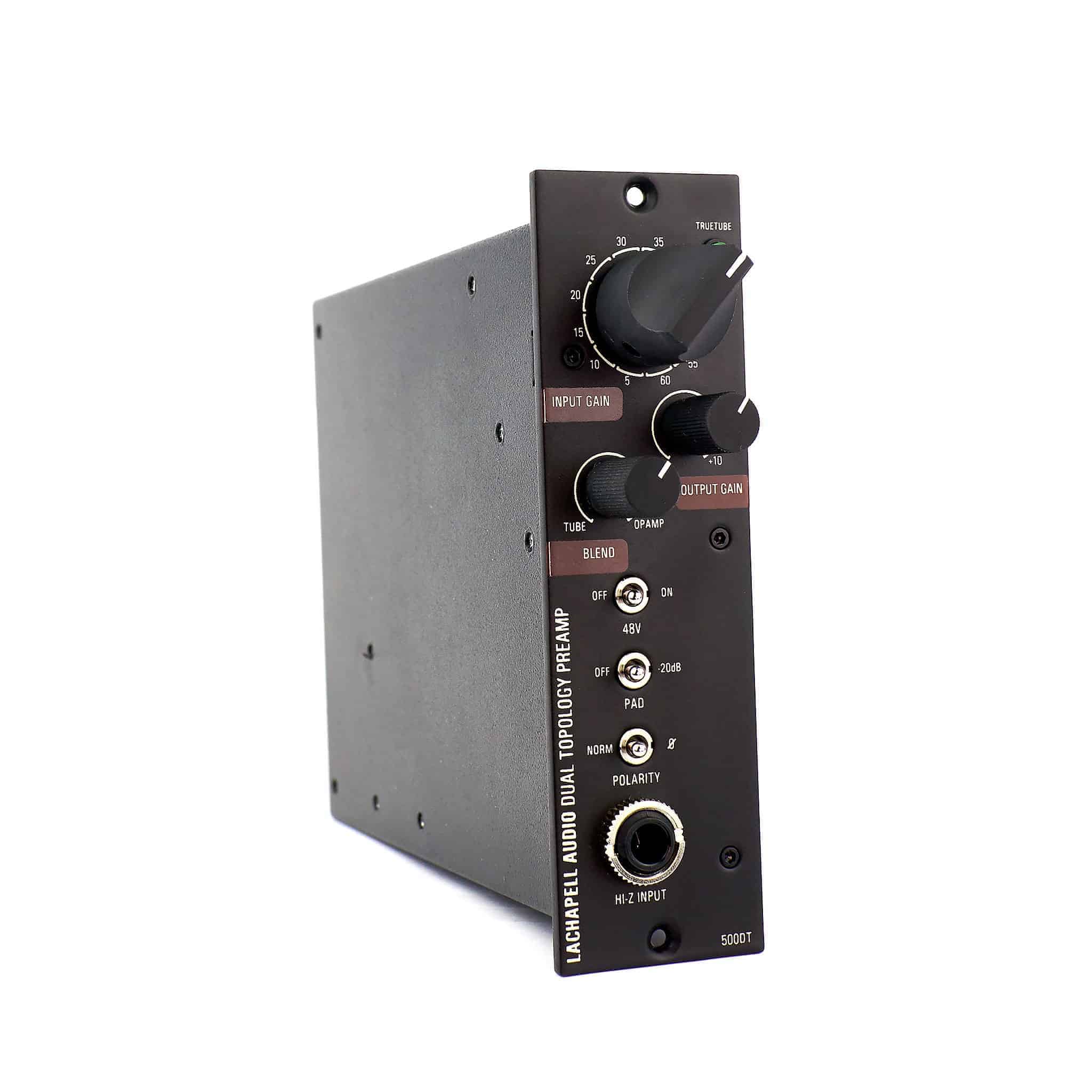 500DT Dual Topology 500 series tube and solid state mic preamp - angle
