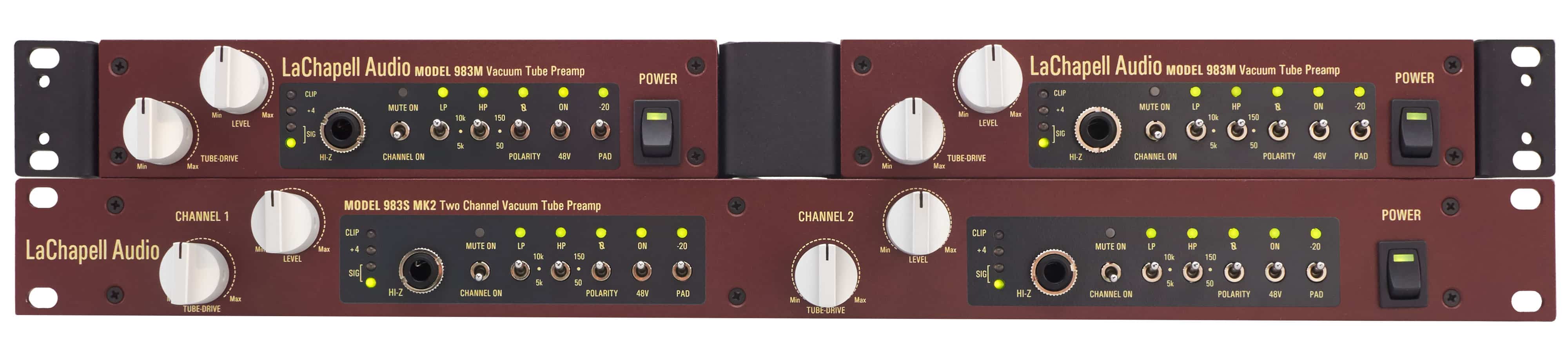LaChapell Audio 983M And 983S Mk2 Stacked - Tube Mic Preamp